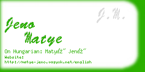jeno matye business card